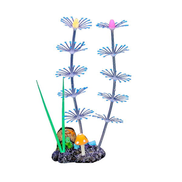 Strip Coral Plant Ornament Glödande effekt konstgjord dekoration for akvarium