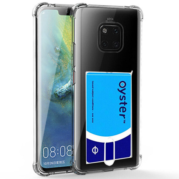 TG Huawei Mate 20 Pro - Smart Beskyttelseskal med Kortlomme Transparent/Gennemsigtig