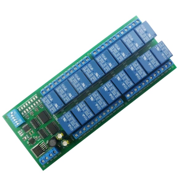 DC12V DIN35 C45 Rail Box 16-kanavainen RS485-releemoduuli Modbus RTU UART Styromkopplarkort PLC:lle PTZ-kameramoottorille LED