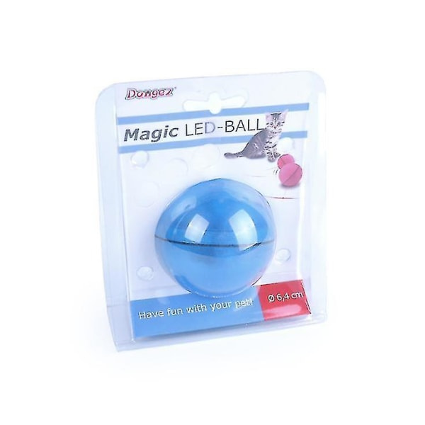 Elektrisk laser leketøy for katter, LED-lysende tilfeldig ball USB-lading Laser morsom kattball (blå)