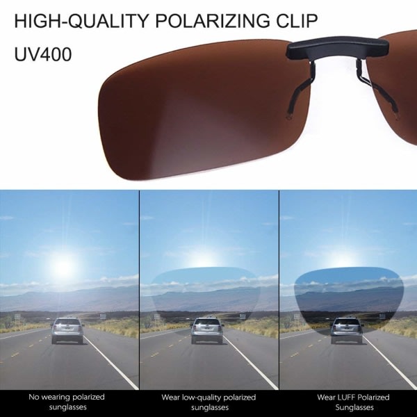 Polarisert unisex -solglasögon med klämma for glassögon-Bra clip-solglasögon for nærsynthet glassögon utendørs/körning/fiske-nyaste brun