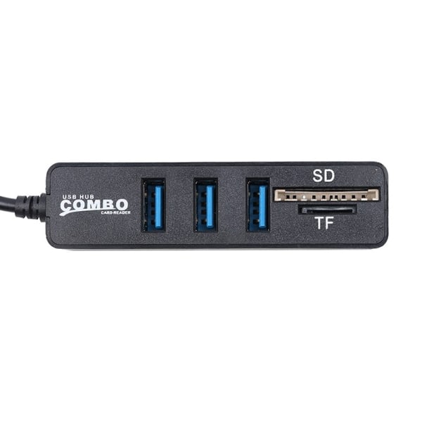 TG Mini USB 2.0 Minneskortsläsare + USB-hubb, Svart