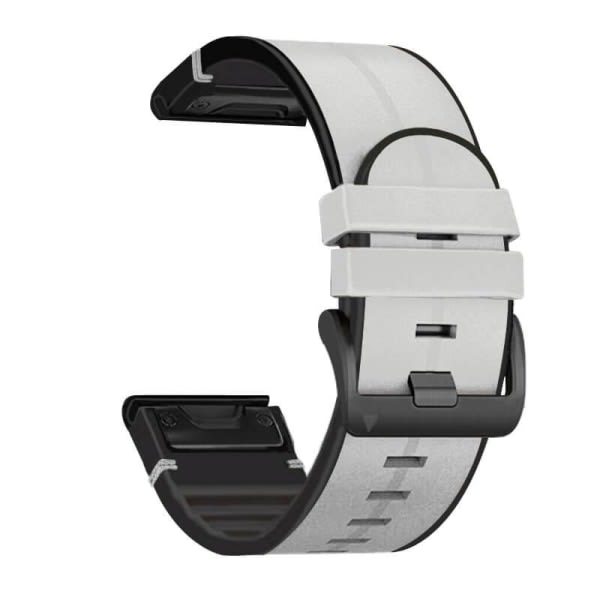 Læder & Silikonarmbånd til Garmin Fenix ​​5X/6X/7X Grå & Sort