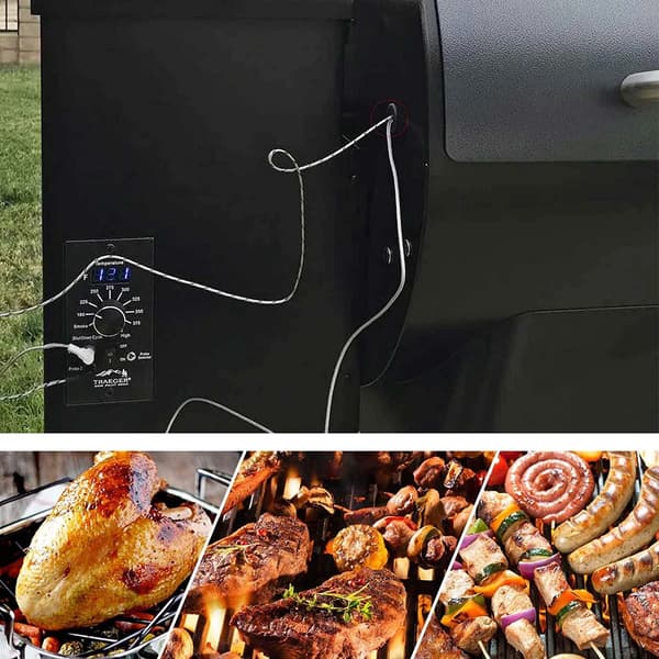 2-pak gummi kødprober, termometerport, reservedele til Traeger træpillegrill, sort