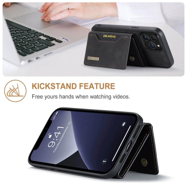 DG.MING 2 i 1 Foldbar pung & magnetisk etui til iPhone 13 Pro Sort Sort