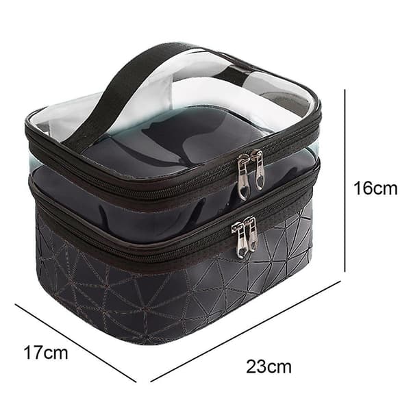 Makeup-tasker Dobbeltlag Rejsekosmetiktasker Organizer sort black