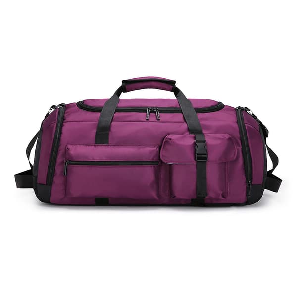 Large Capacity Suitcase - Duffel Bag with Wet/Dry Compartment and Reinforced Backpack Straps Grey_yux Grey