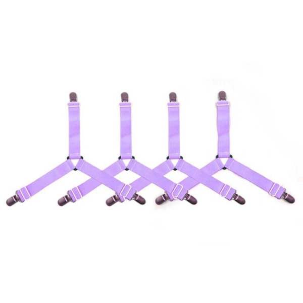 4 st justerbara lakanfästen halkfria fixeringsklämmor för kläder byxben gardiner multifunktionella lakanhållare 4 purple