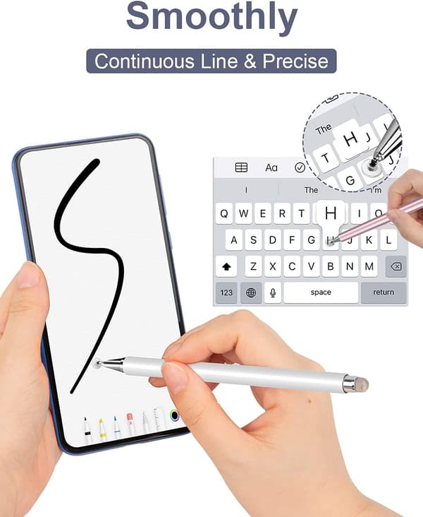 Pekstift för iPad, 2-pack 2-i-1 Disc-pekstift för pekskärmar, Kapacitiv pekstift med magnetisk mössa, Kompatibel med iPad iPhone Pro Android