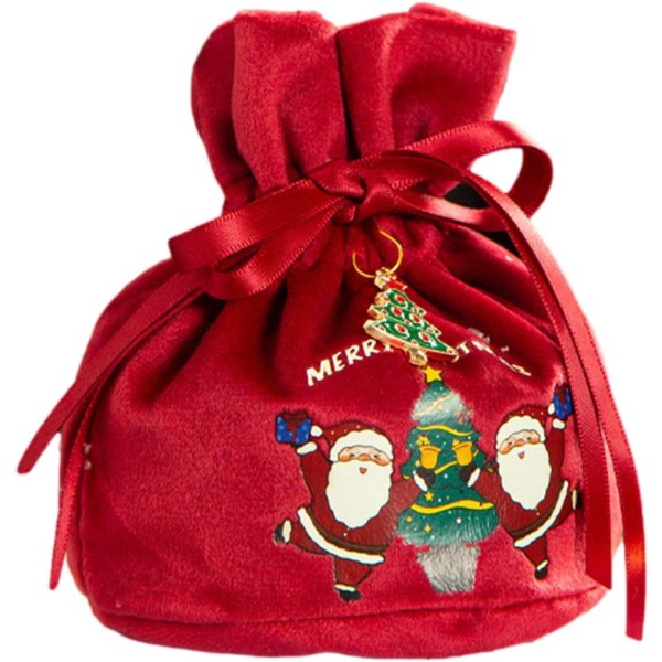10-pak röda dragsko julklappspåsar, sammetstyg Present Ba