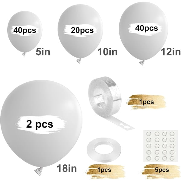 86st vit ballonggirland arch kit vita ballonger olika storlekar 5 10 12 18 tum vit
