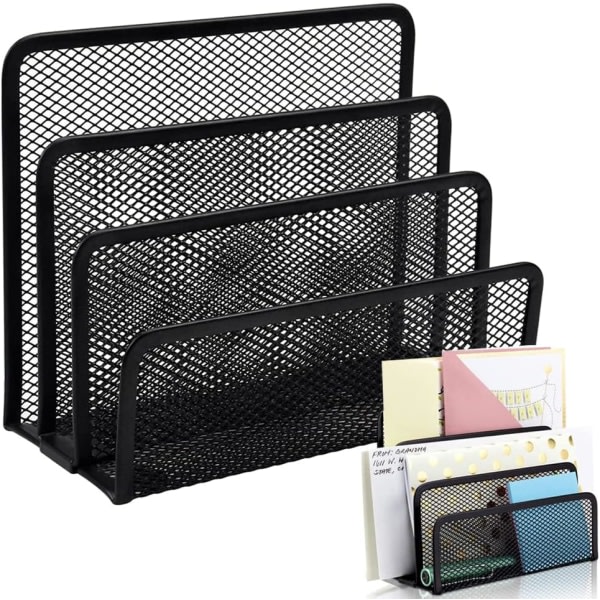 Galaxy Postsorterare, sorte brevkorgar i mesh, kontorsbrevhållare med 3 fack (svart)