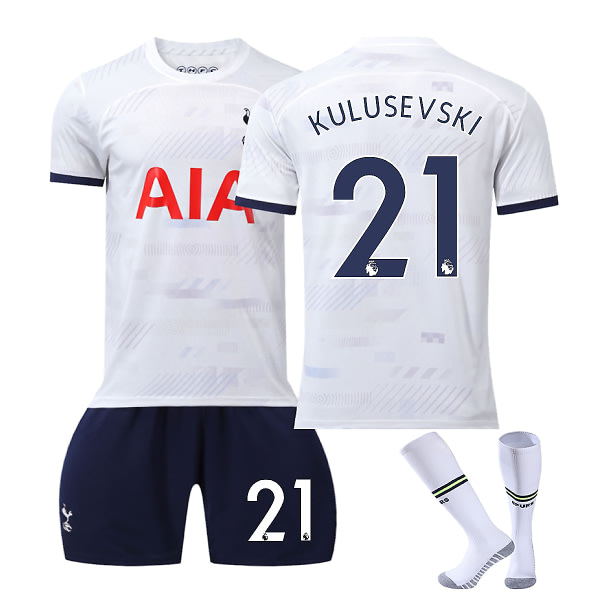 23/24 Ny sæson Hjem Tottenham Hotspur F.C. KULUSEVSKI Nr 21 Børnetrøje-pakke Børn-16