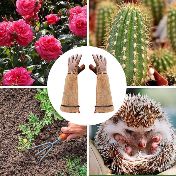 Trädgårdshandskar 1 par, taggsäkra handskar för rosenbeskärning, grisskinn