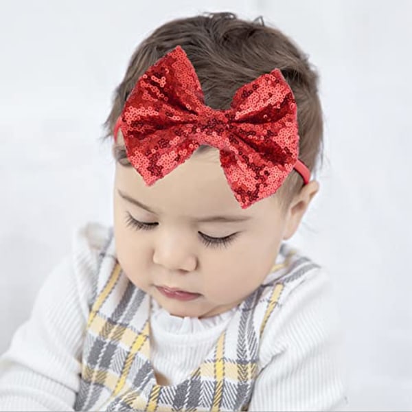 Baby Spädbarn Flickor Hårband Paljettrosett Huvudband Turban Knuten Håraccessoar (Röd) A3 Röd A3 Röd A3 Röd