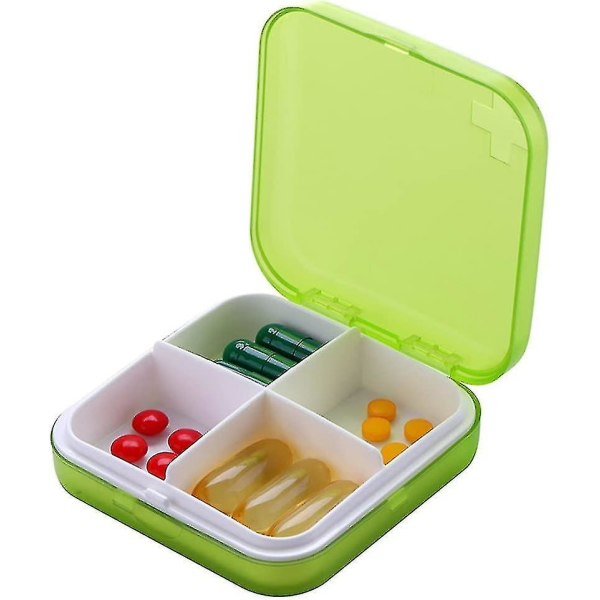 Pill Organizer - Bärbar Pill Box Liten Pill Box for handväska eller ficka Utmärkt Pill Organizer (gree