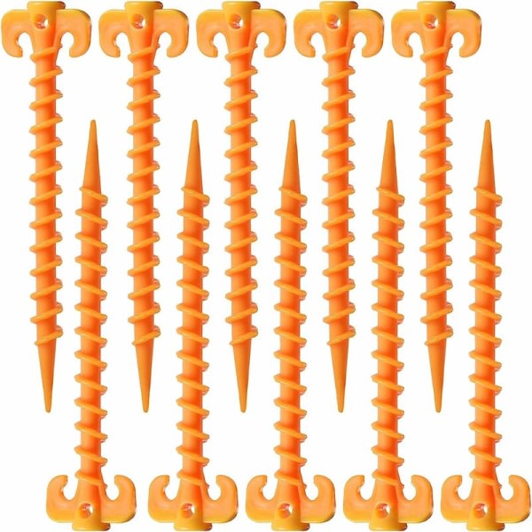 Plastteltpinde, rebpinde, velegnet til udendørs teltudstyr teltilbehør til strand, strand, jungle, mudder. Gul (20 cm×4,5 cm, ??10)