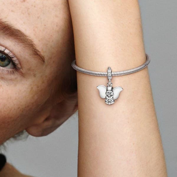 Äkta S925 Herr Dam Sterling Silver Dumbo Hänge Berlock