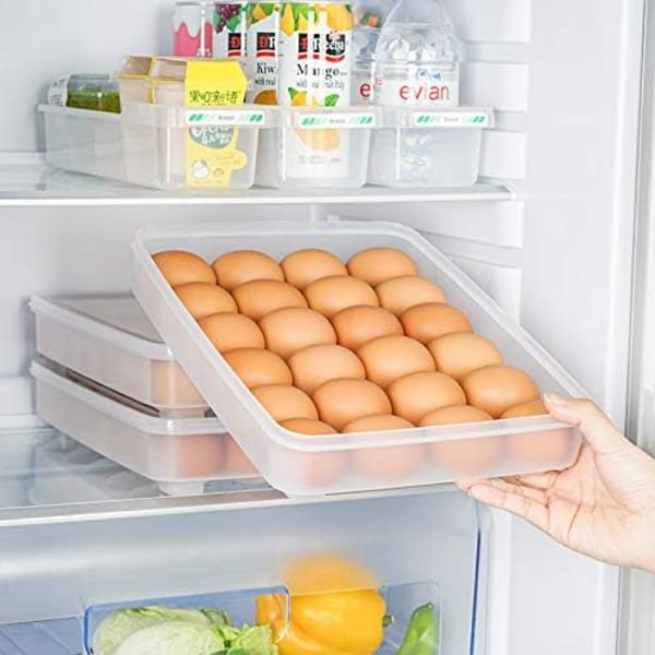 1-pack Kylskåpsäggställ med lock, transparent 24 Devil Egg Tray Organisera
