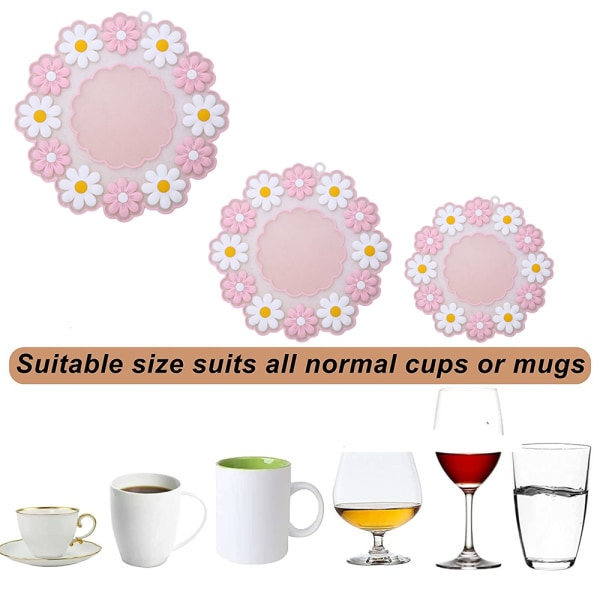 Silikonunderlag for drikkevarer, sklisikkert silikonkoppunderlag Rosa medium