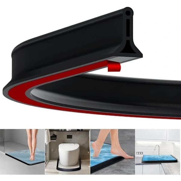 Selvklæbende brusevandsbarriere, fleksibel gummikant til badeværelse, køkken, badekar, sort 2M 4CM Black