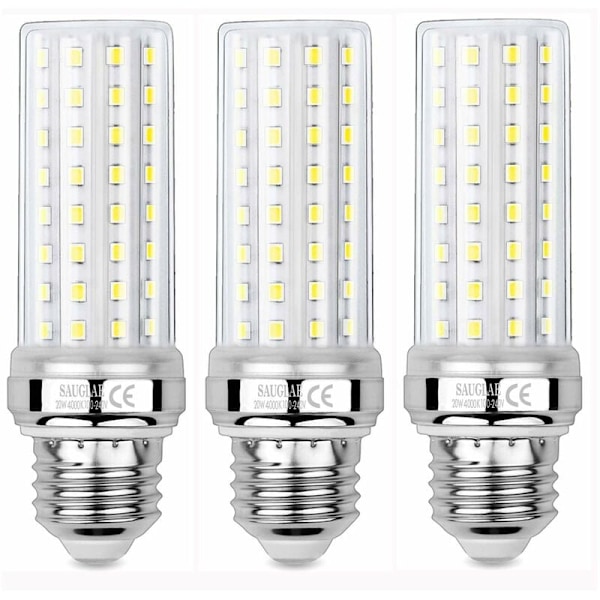Paket 20W LED Majslampor, Motsvarar 150W Glödlampa, 2300LM, 4000K Neutralvitt, E27 Edison Skruvlampor