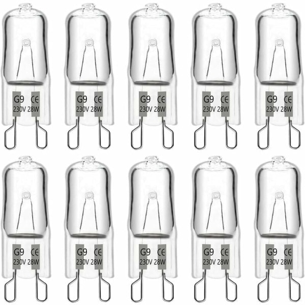 G9 Halogenpære 28W 230V, 370LM 2700K varm hvit dimbar, G9 kapselpærer, for lysekroner, landskapsbelysning, vegglamper, skapbelysning, pakke o