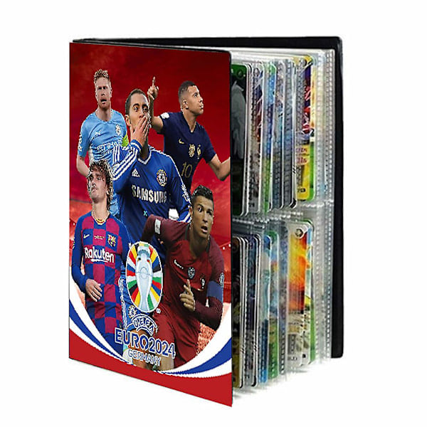 Fotbollsstjärnkortsalbum - 240 stjärnkortsboxsamlingsalbumbokmapp Röd Red