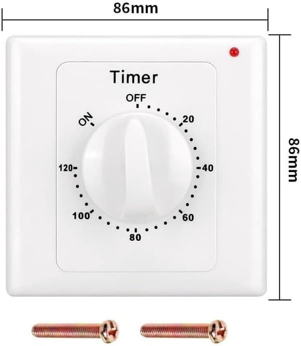 Nedtellingbryter - 120 minutter - Nedtellingstimerbryter - Mekanisk nedtellingstimerkontakt - Timerbryter - Timer lysbryter - med timer