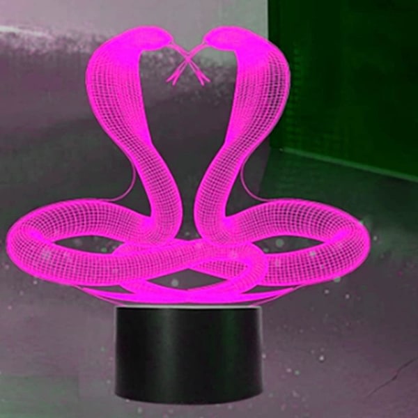 WJ 3D Snake Nattljus led-lamppu Illusion 7 f?rger Ombytesbord Skrivbordsdekoration Lampor F?delsedagspresent Akrylbas USB kabeleksak