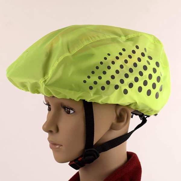 Reflekterande cykelhjälmsöverdrag Vattentätt regnskydd med justerbar dragsko, One Size, Fluorescerande grön, 2-pack