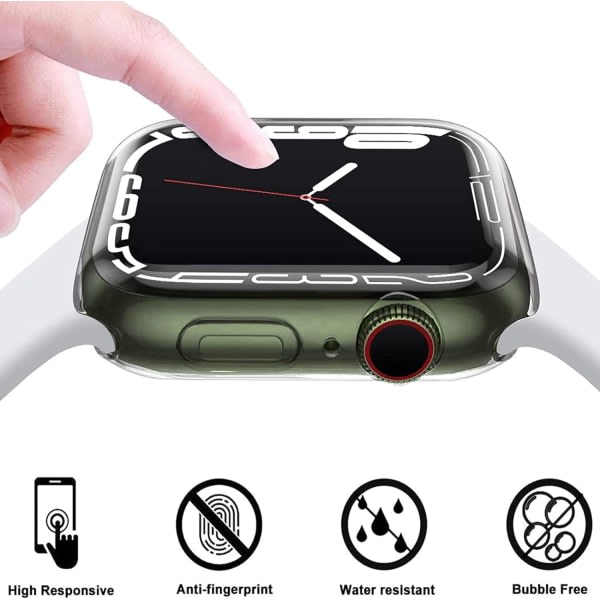 2 stk gjennomsiktig etui som er kompatibelt med Apple Watch Series 7 41mm