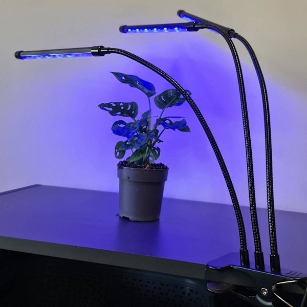 Justerbar Växtlampa - LED, Timer Black Svart