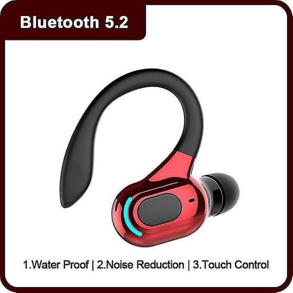 Bluetooth 5.2 trådlösa headset Hörlurar Öronsnäcka med mikrofon Mini handsfree hörlurar 24 timmars hörlurar för Iphone Xiaomi (färg: röd)