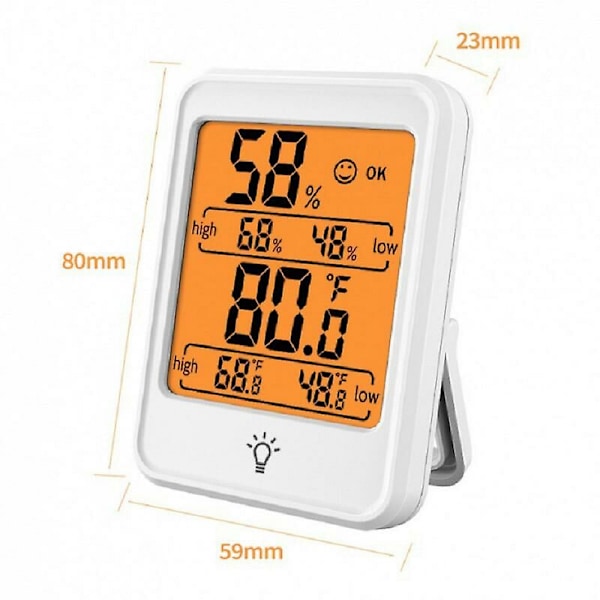 Digitalt rumtermometer indendørs hygrometer, mini temperaturmonitor og hygrometer til hjemmekontor, luftkomfort, maks./min. registreringer