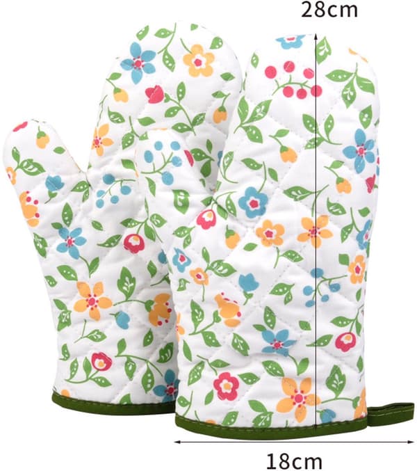 Ugnsvantar, Värmebeständig Polyester Med Flexibelt Grepp, För Bakning, Matlagning Och Grillning, Blomtryck, 18 x 28 cm, Par