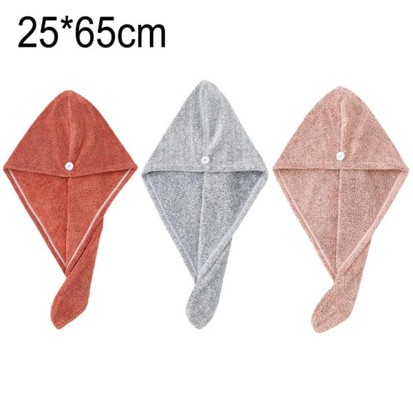 TG 3-pack Hårhandduk Bambu Tyg Mjuka Duschhanddukar för Kvinnor för Karamell+Grå+Rosa