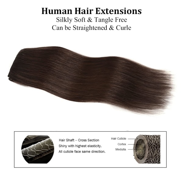 TG 24 tum Clip In Hair Extensions Remy Human Hair för kvinnor
