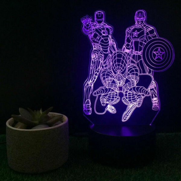 3D LED Spiderman nattlys berøringsbordlampe Marvel Kid Presenter