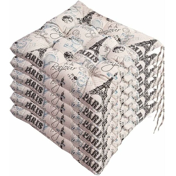 Sæt med 6 stolehynder 40x40, dekorativ pude, stolehynde, havehynder, polyester (D)