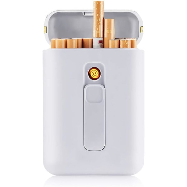 Vit - Bärbar cigaretthållare for 20 cigaretter - med vindpr