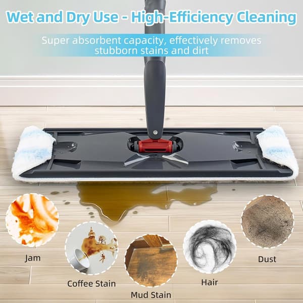 6-delt erstatningsmoppeputer egnet for Cedar H2prO moppesystem, egnet for Vileda H2PrO flatmopp refillsett - moppehode erstatning