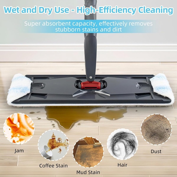 6-delt udskiftningsmoppepuder egnet til Cedar H2prO moppesystem, egnet til Vileda H2PrO fladmoppe refill-sæt - Moppehoved udskiftning