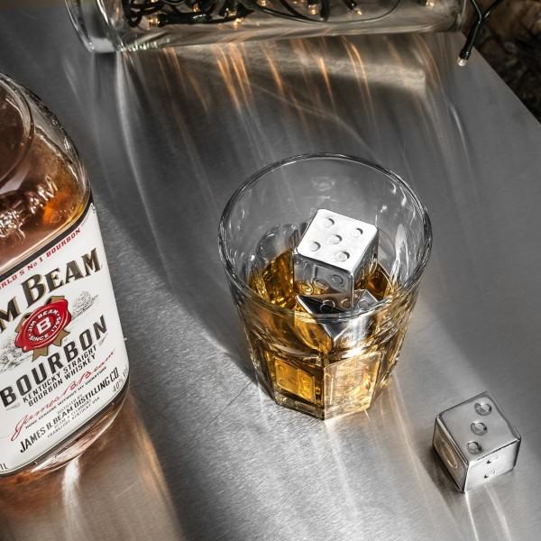 TG 4x Whiskystenar i Rostfritt Stål - Tärningar Silver