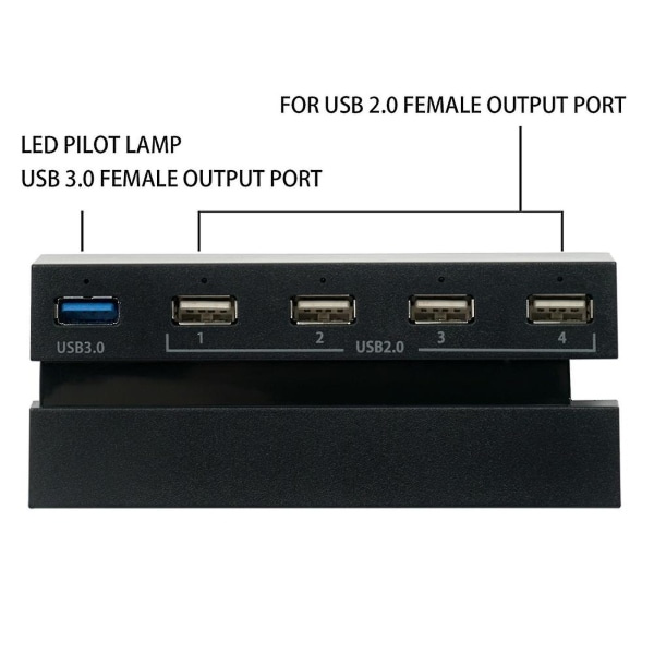 5-ports USB-hub til PS4 højhastighedsoplader Controller Splitter Udvidelsesadapter