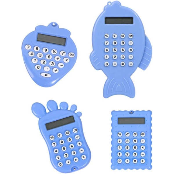 4 kpl/setti Cartoon Mini 8-numeroinen minilaskime Söpö nappi kannettava paristokäyttöinen laskime Candy-väri Kestävä peruskoulu laskime