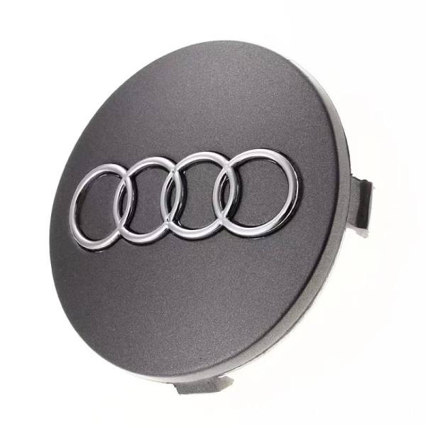 4 nya 60 mm svarta Audi aluminium navkapslar, märken Emblem