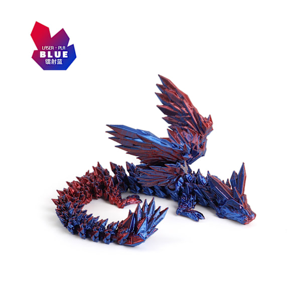 Hot salg 3D-printet krystal flyvende dragevinger, led kan bevæges, kreative drageornamenter, håndlavede gaver, legetøj 45cm Red and blue gradient