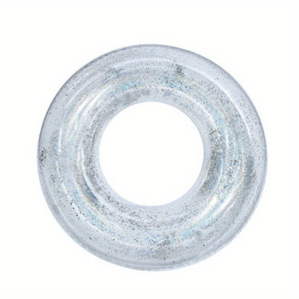 Het försäljning ny transparent badring med paljetter för vuxna och barn uppblåsbara vattentillbehör förtjockad PVC badring #60 silver