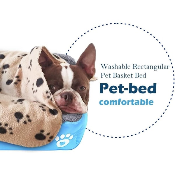 Rektangulær Vaskbar Hundebed Oppvarming Komfortabel Kvadratisk Dyrebed Blå 2XL Blue 2XL